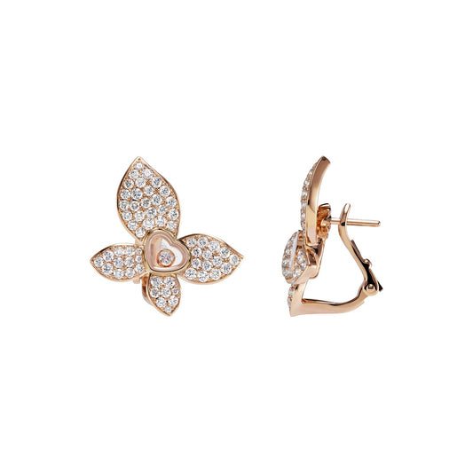 Chopard Happy Diamonds earrings in 18k ethical rose gold with moving diamonds view 2