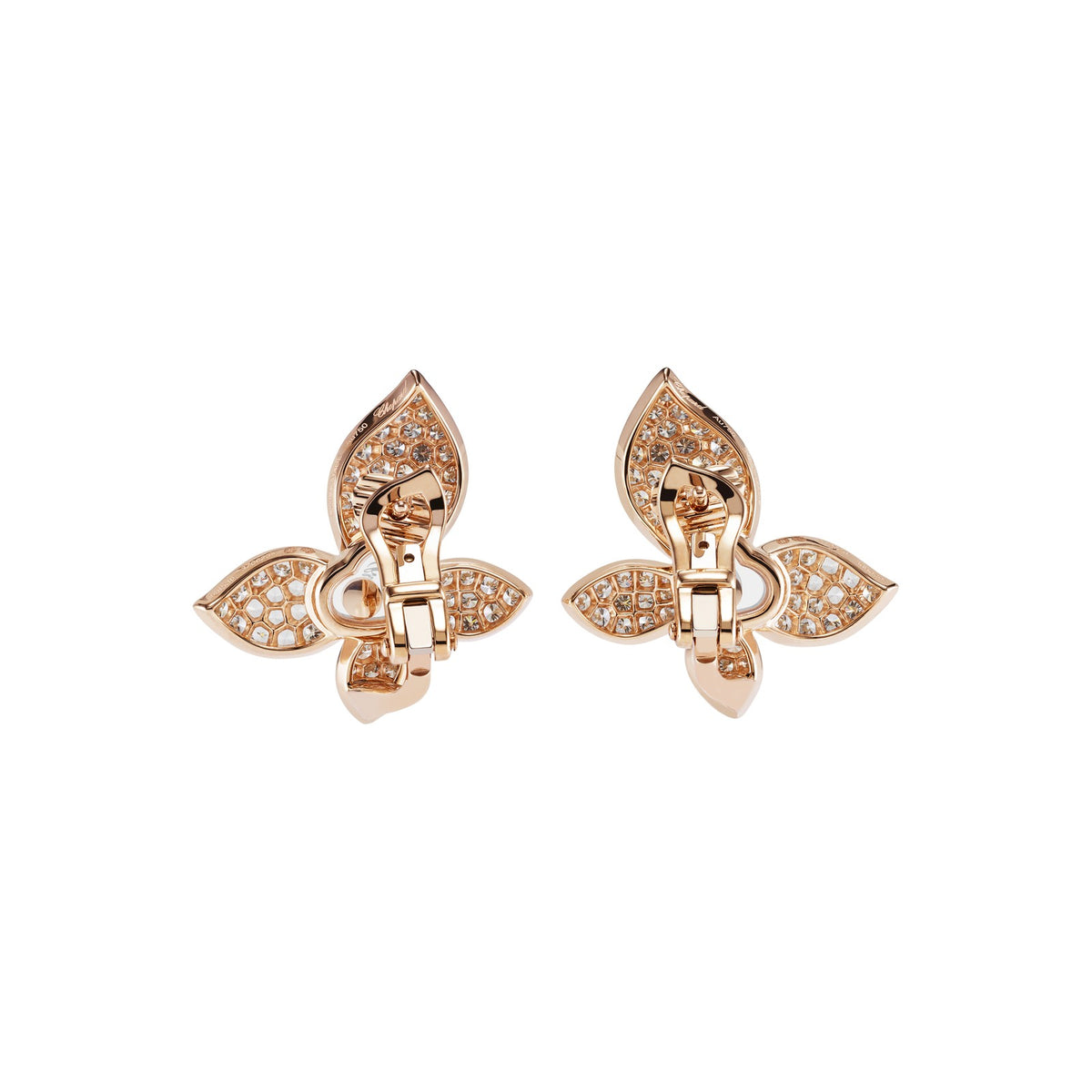 Chopard Happy Diamonds earrings in 18k ethical rose gold with moving diamonds view 4