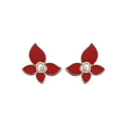 Chopard Happy Diamonds earrings in 18k ethical rose gold with moving diamonds and carnelian view 3