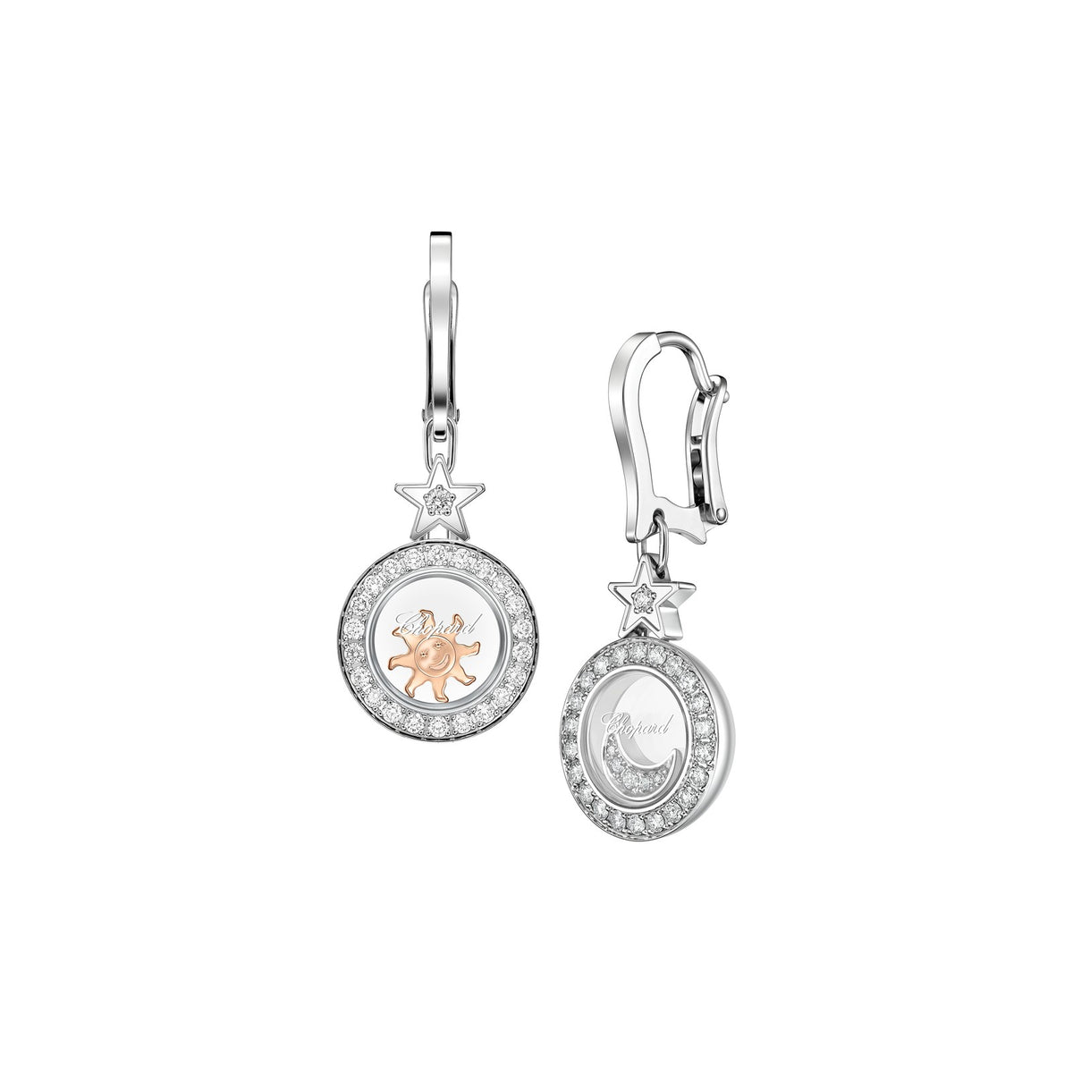 Chopard Happy Diamonds earrings in 18k ethical white gold with moving diamonds