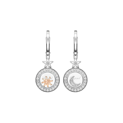 Chopard Happy Diamonds earrings in 18k ethical white gold with moving diamonds view 3