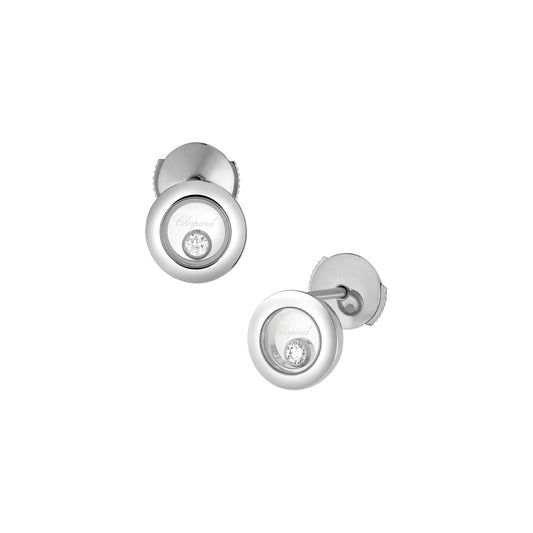 Chopard Happy Diamonds earrings in 18k ethical white gold with moving diamonds