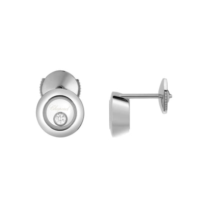 Chopard Happy Diamonds earrings in 18k ethical white gold with moving diamonds view 2