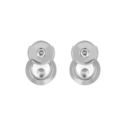 Chopard Happy Diamonds earrings in 18k ethical white gold with moving diamonds view 4