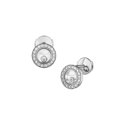 Chopard Happy Diamonds earrings in 18k ethical white gold with moving diamonds