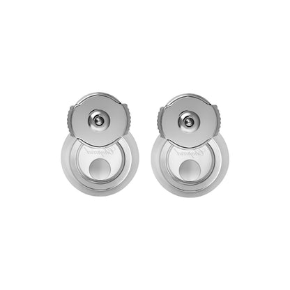 Chopard Happy Diamonds earrings in 18k ethical white gold with moving diamonds view 4