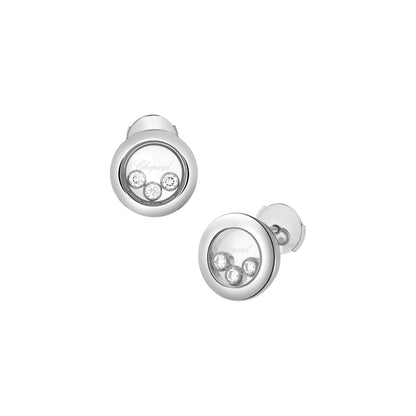 Chopard Happy Diamonds earrings in 18k ethical white gold with moving diamonds