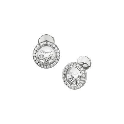 Chopard Happy Diamonds earrings in 18k ethical white gold with moving diamonds
