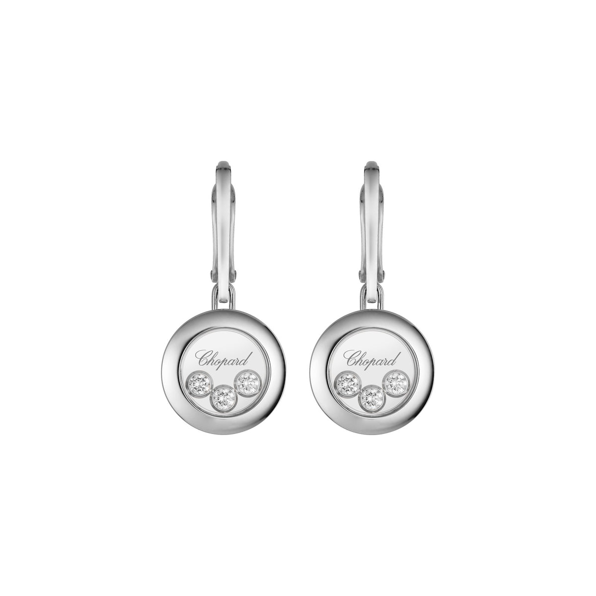 Chopard Happy Diamonds earrings in 18k ethical white gold view 3