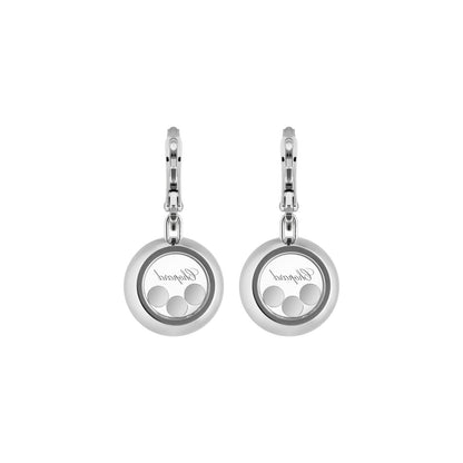 Chopard Happy Diamonds earrings in 18k ethical white gold with moving diamonds view 4