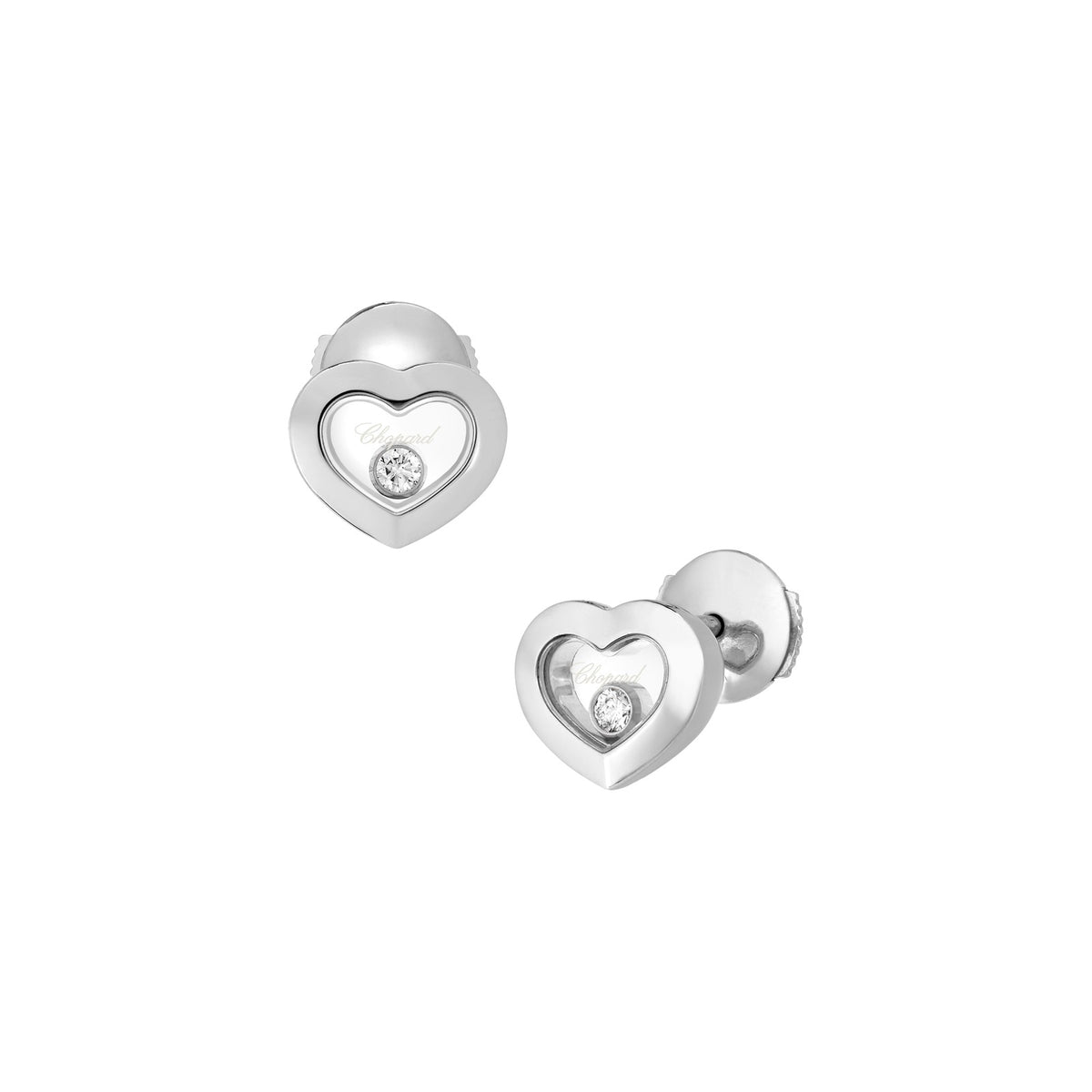 Chopard Happy Diamonds earrings in 18k ethical white gold with moving diamonds