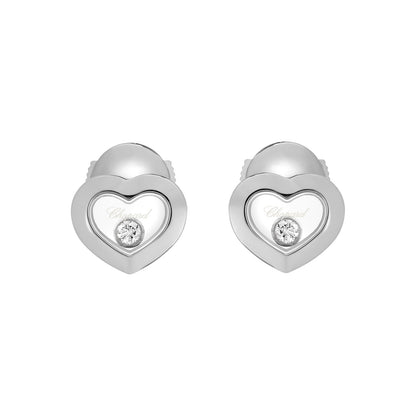 Chopard Happy Diamonds earrings in 18k ethical white gold with moving diamonds view 3