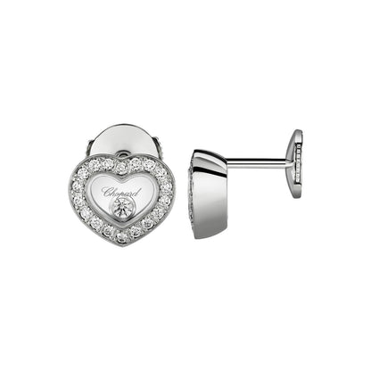 Chopard Happy Diamonds earrings in 18k ethical white gold with moving diamonds view 2