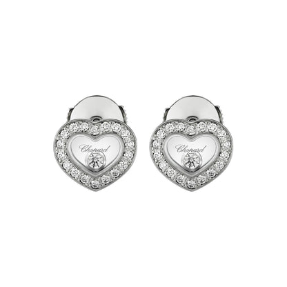 Chopard Happy Diamonds earrings in 18k ethical white gold with moving diamonds view 3