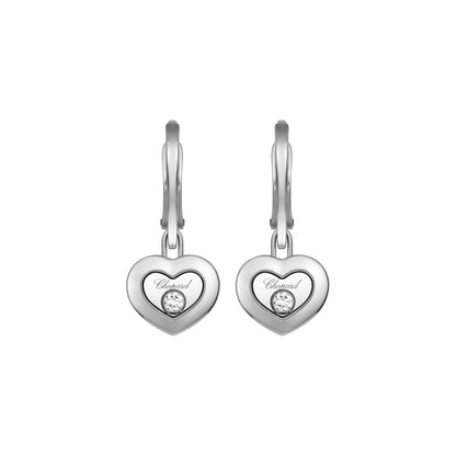 Chopard Happy Diamonds earrings in 18k ethical white gold with moving diamonds view 3