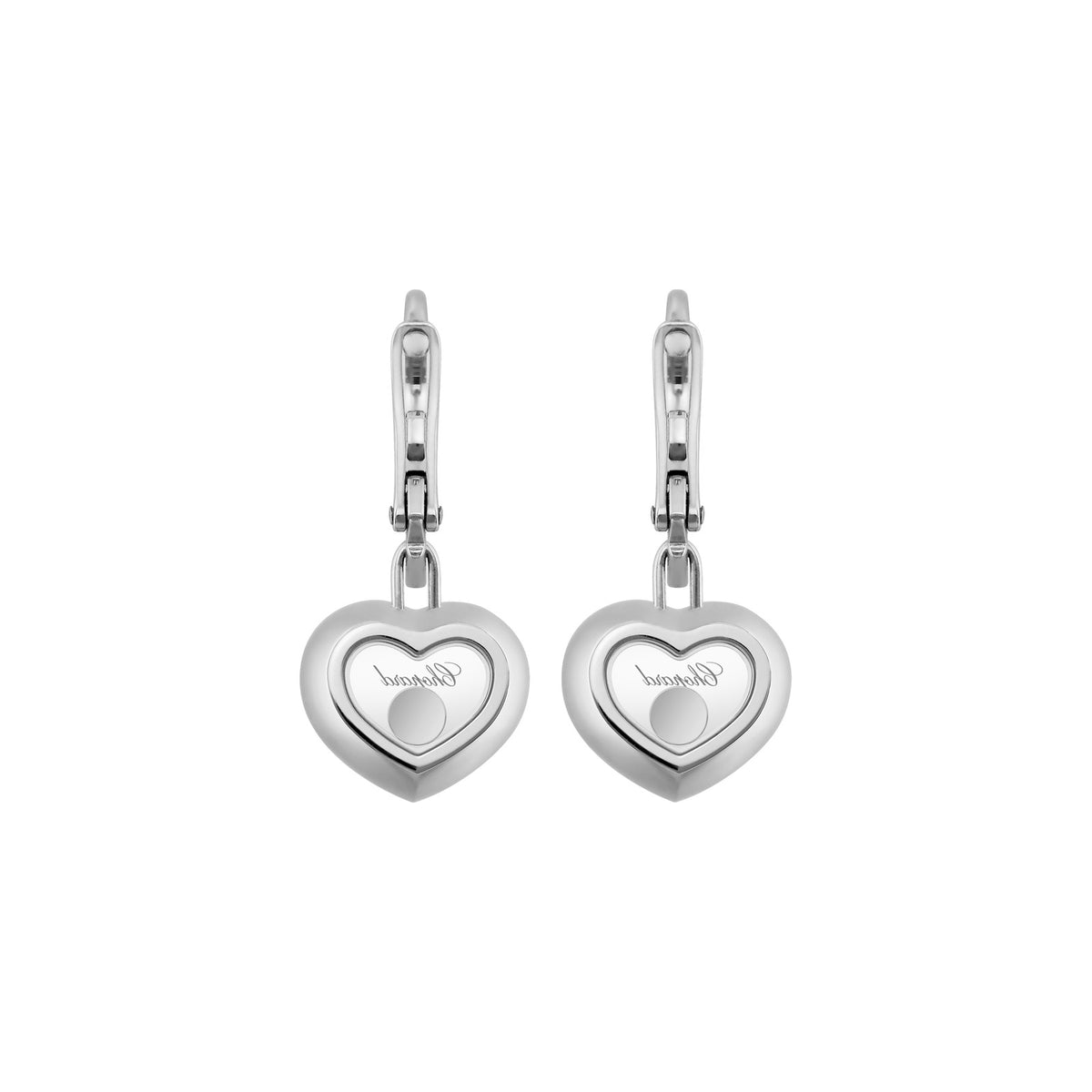 Chopard Happy Diamonds earrings in 18k ethical white gold with moving diamonds view 4