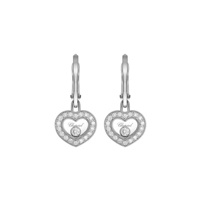 Chopard Happy Diamonds earrings in 18k ethical white gold with moving diamonds view 3