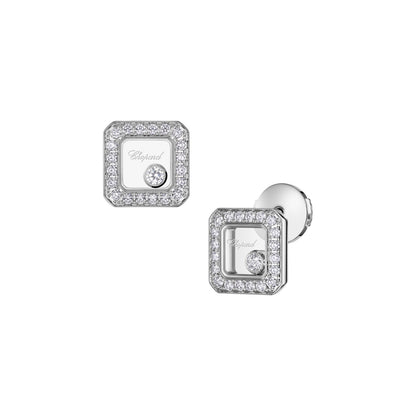 Chopard Happy Diamonds earrings in 18k ethical white gold with moving diamonds