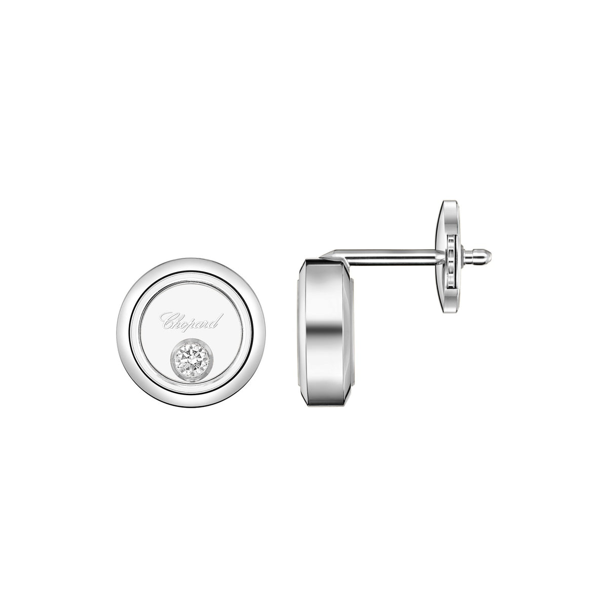 Chopard Happy Diamonds earrings in 18k ethical white gold view 2