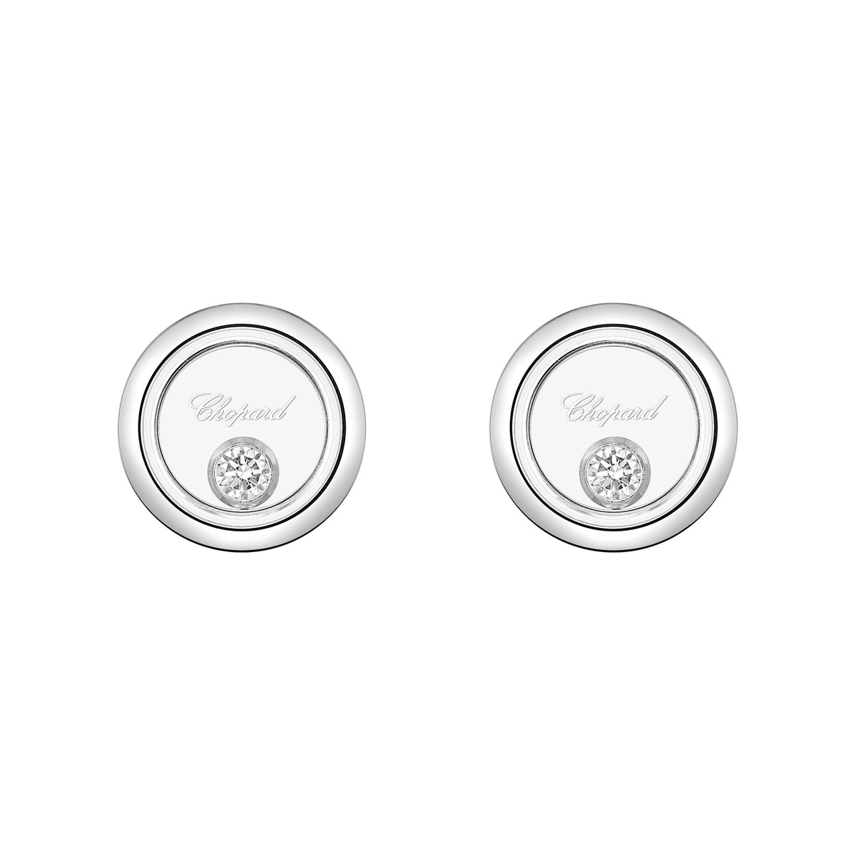 Chopard Happy Diamonds earrings in 18k ethical white gold view 3
