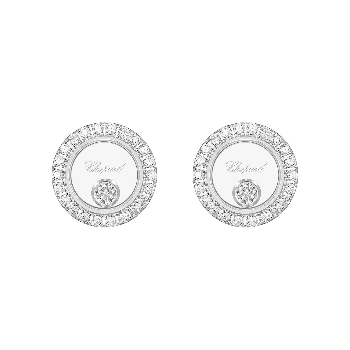 Chopard Happy Diamonds earrings in 18k ethical white gold view 3