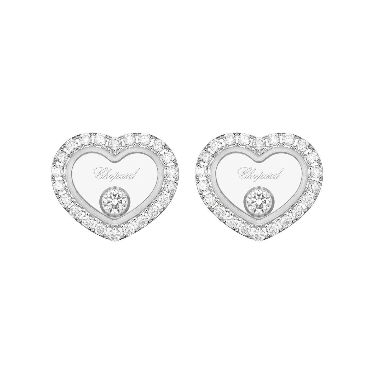 Chopard Happy Diamonds earrings in 18k ethical white gold view 3