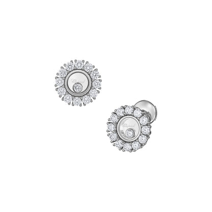 Chopard Happy Diamonds earrings in 18k ethical white gold with moving diamonds