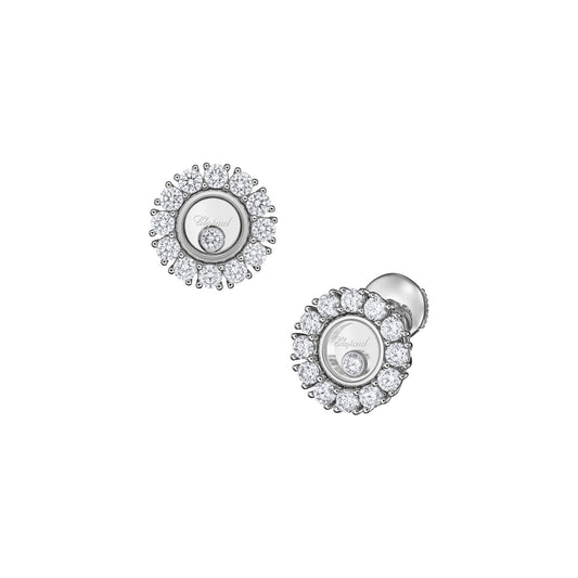 Chopard Happy Diamonds earrings in 18k ethical white gold with moving diamonds