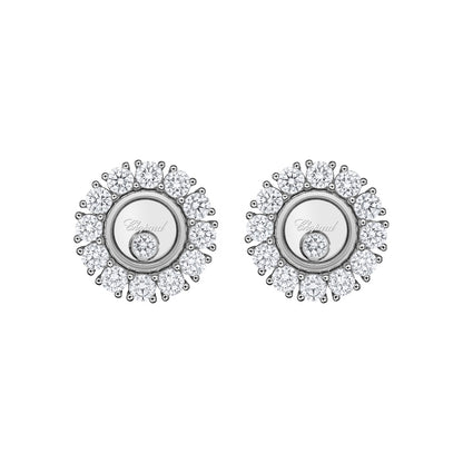 Chopard Happy Diamonds earrings in 18k ethical white gold with moving diamonds view 3