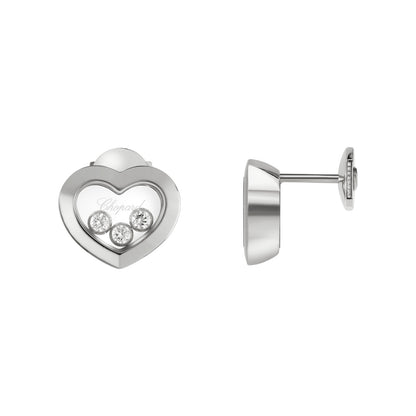 Chopard Happy Diamonds earrings in 18k ethical white gold with moving diamonds view 2