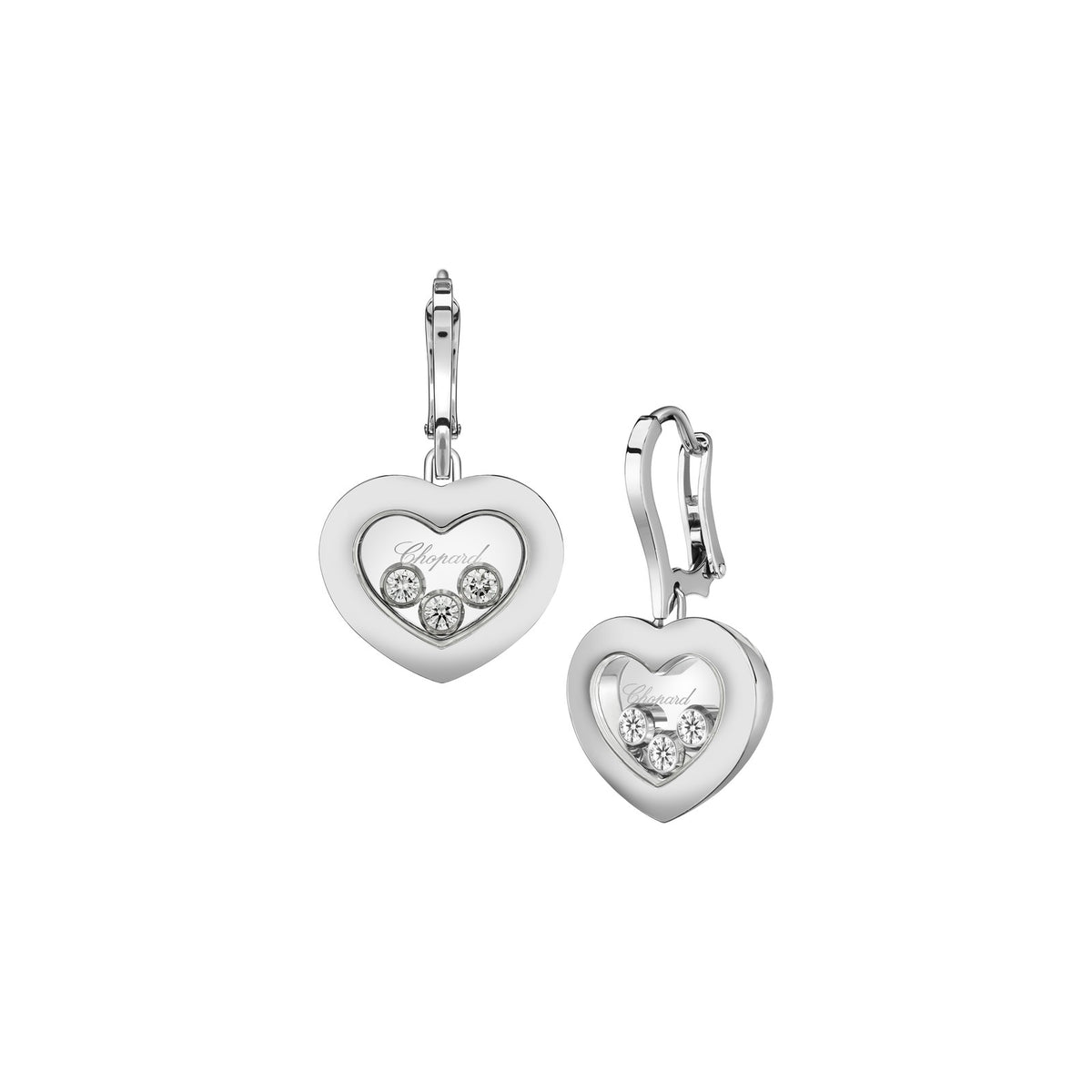 Chopard Happy Diamonds earrings in 18k ethical white gold with moving diamonds
