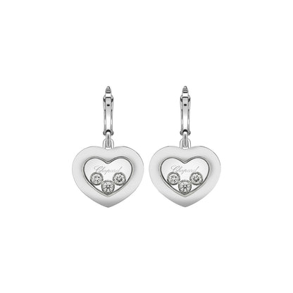 Chopard Happy Diamonds earrings in 18k ethical white gold with moving diamonds view 3