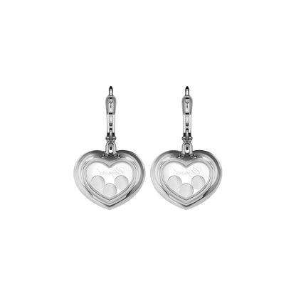 Chopard Happy Diamonds earrings in 18k ethical white gold with moving diamonds view 4