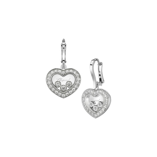 Chopard Happy Diamonds earrings in 18k ethical white gold with moving diamonds