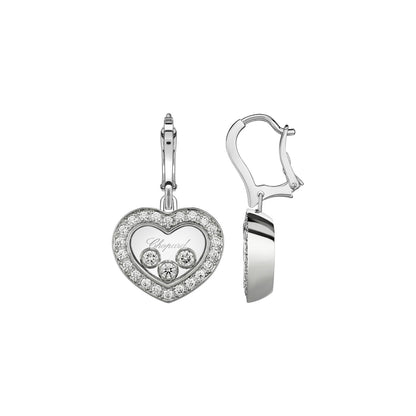 Chopard Happy Diamonds earrings in 18k ethical white gold with moving diamonds view 2