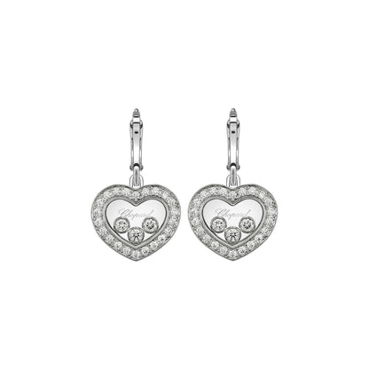 Chopard Happy Diamonds earrings in 18k ethical white gold with moving diamonds view 3