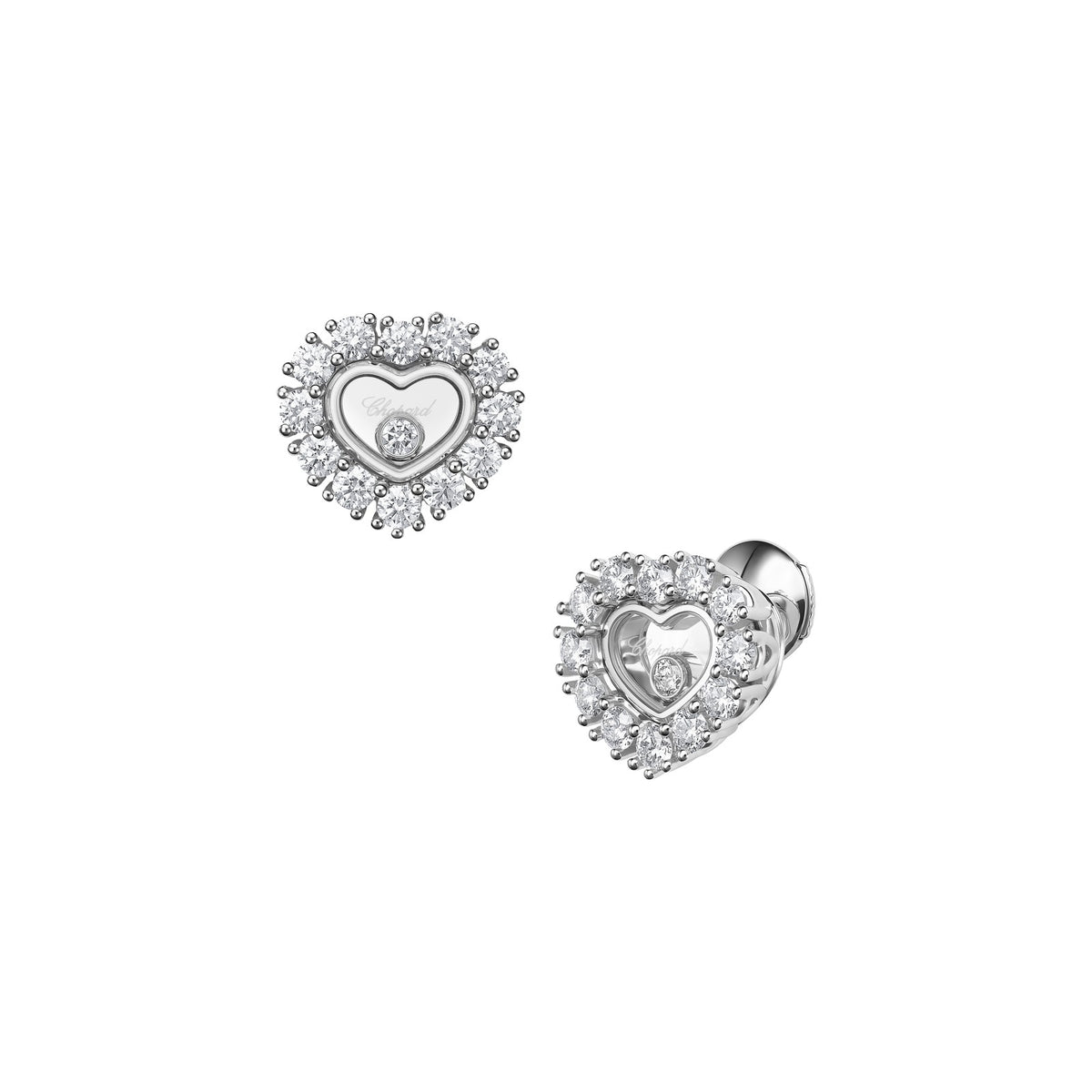 Chopard Happy Diamonds earrings in 18k ethical white gold with moving diamonds
