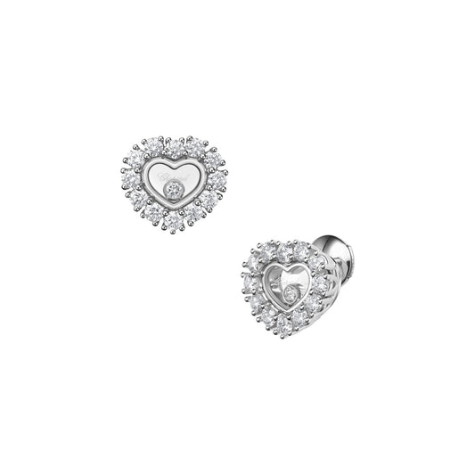 Chopard Happy Diamonds earrings in 18k ethical white gold with moving diamonds