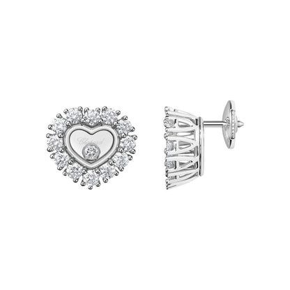 Chopard Happy Diamonds earrings in 18k ethical white gold with moving diamonds view 2
