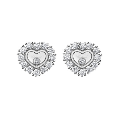 Chopard Happy Diamonds earrings in 18k ethical white gold with moving diamonds view 3