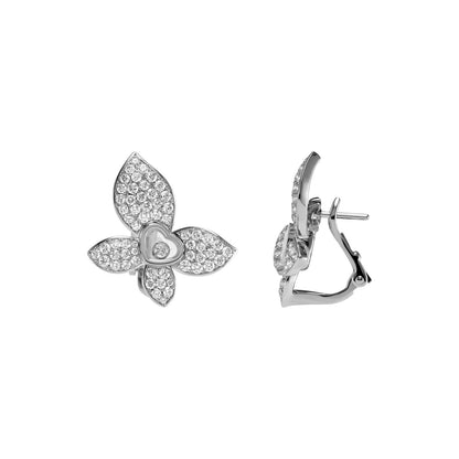 Chopard Happy Diamonds earrings in 18k ethical white gold with moving diamonds view 2