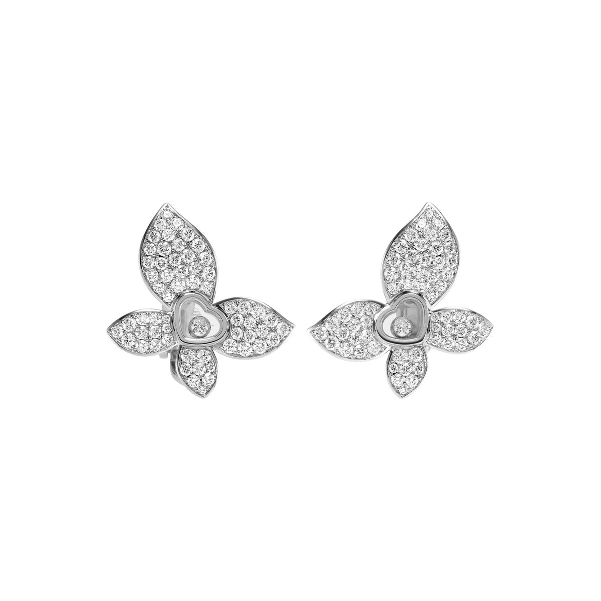 Chopard Happy Diamonds earrings in 18k ethical white gold with moving diamonds view 3