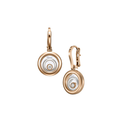Chopard Happy Diamonds earrings in 18k ethical white and rose gold with moving diamonds