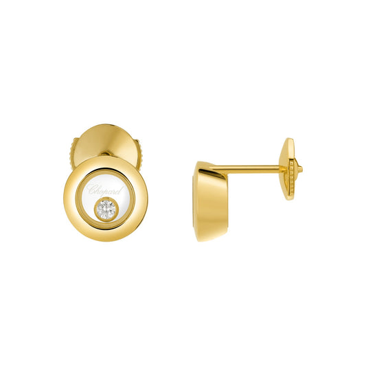 Chopard Happy Diamonds earrings in 18k ethical yellow gold with moving diamonds view 2