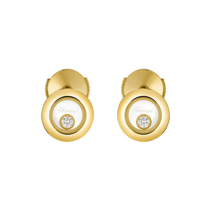 Chopard Happy Diamonds earrings in 18k ethical yellow gold with moving diamonds view 3
