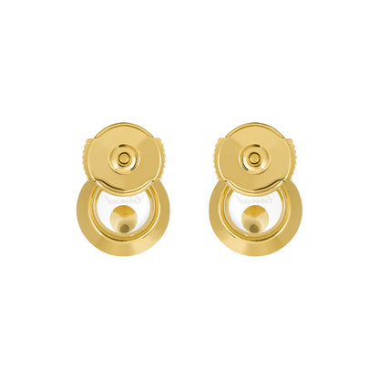 Chopard Happy Diamonds earrings in 18k ethical yellow gold with moving diamonds view 4