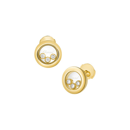 Chopard Happy Diamonds earrings in 18k ethical yellow gold with moving diamonds