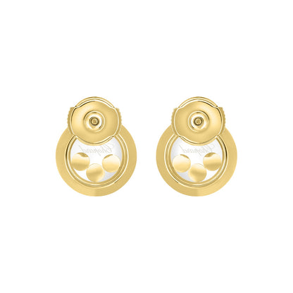 Chopard Happy Diamonds earrings in 18k ethical yellow gold with moving diamonds view 4