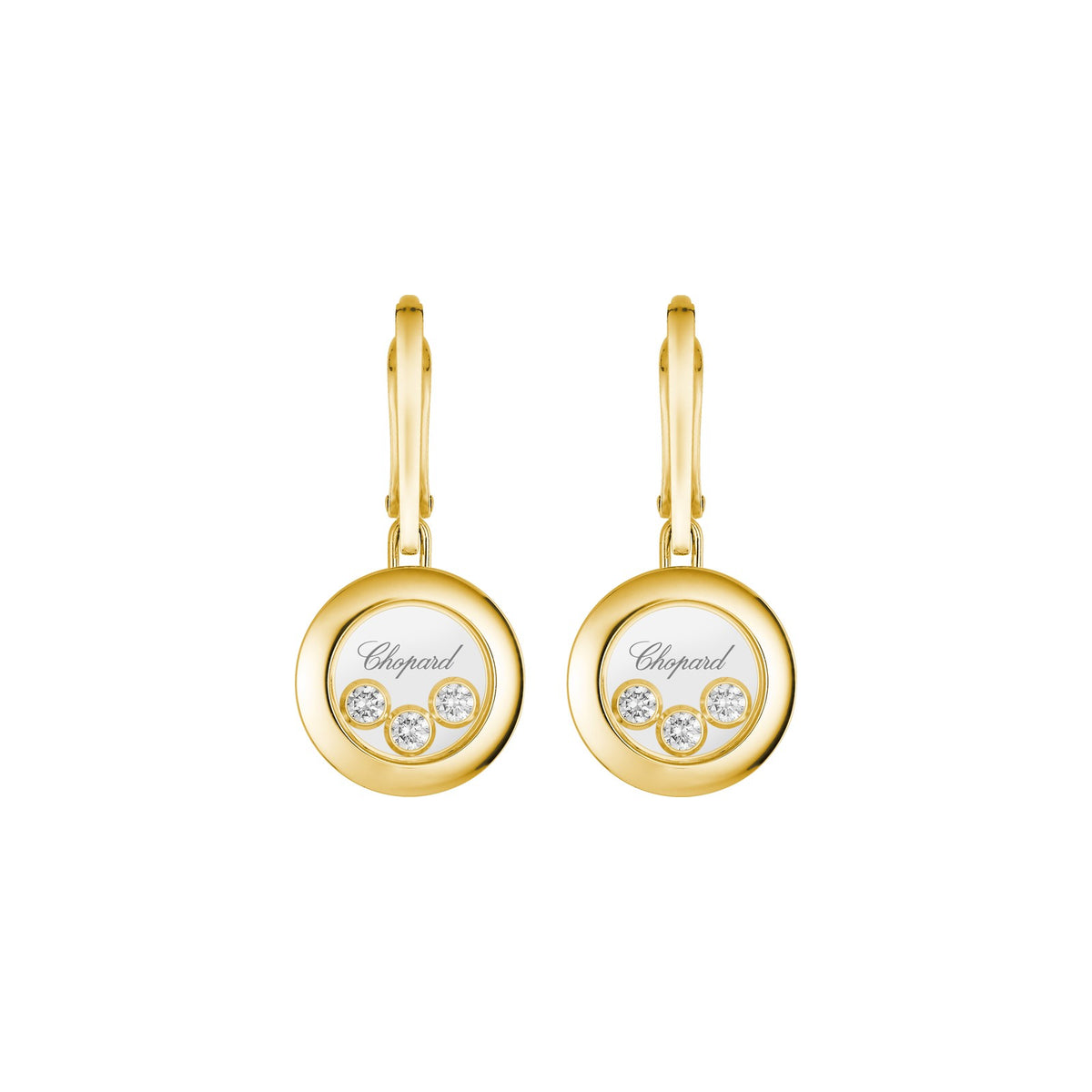 Chopard Happy Diamonds earrings in 18k ethical yellow gold view 3