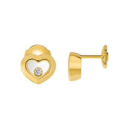 Chopard Happy Diamonds earrings in 18k ethical yellow gold with moving diamonds view 2